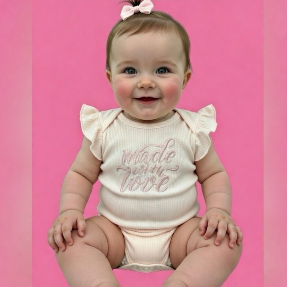 Pink Ruffle Sleeve Baby Onesie 0-3 months